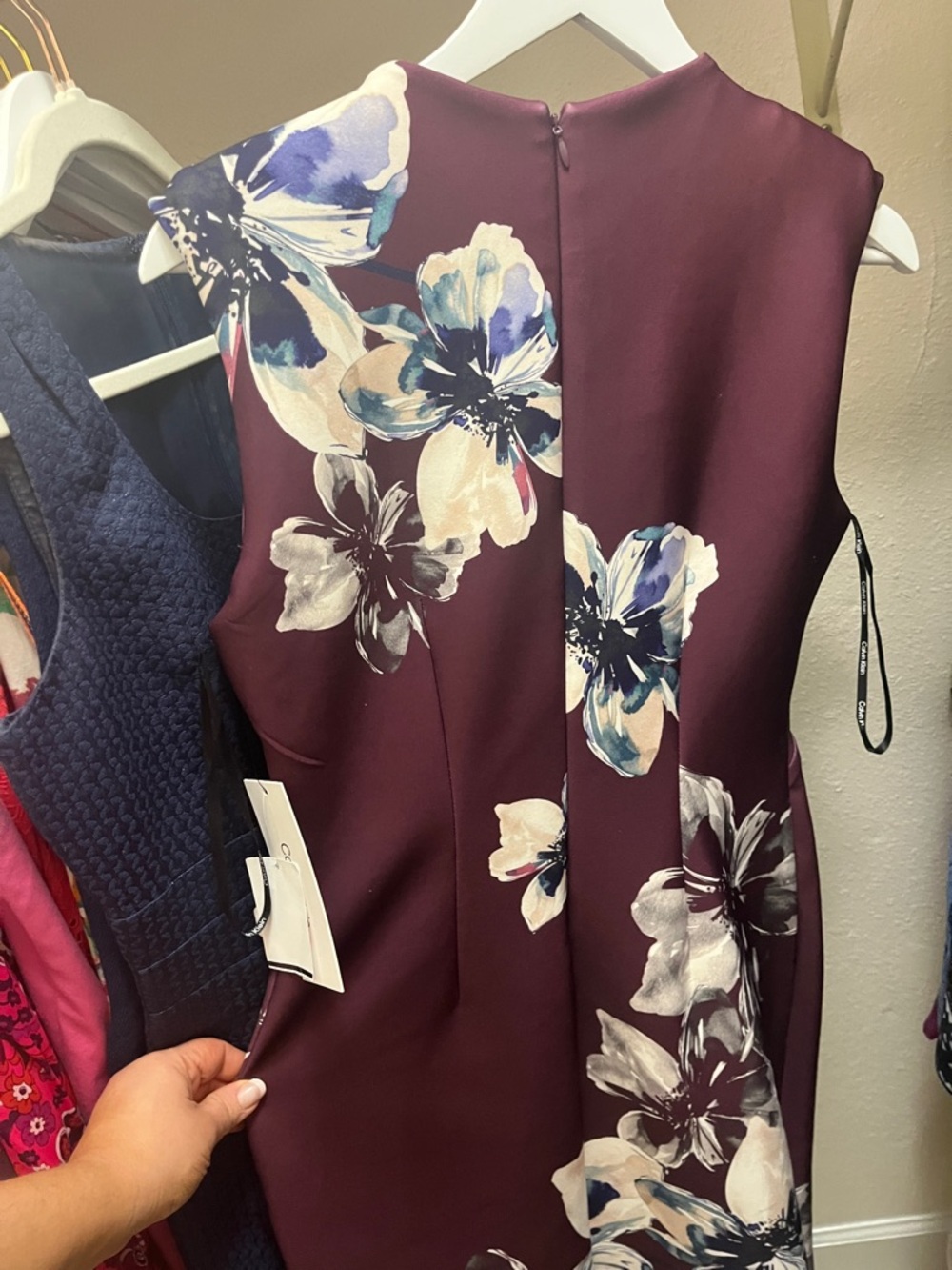 Calvin Klein Wine Floral Sheath Dress - Picture 5 of 5